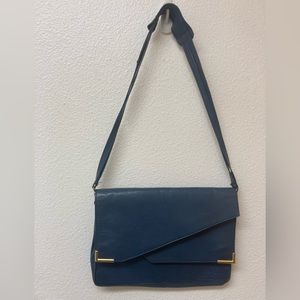 BARE TRAPS Subtle Blue Leathwr Shoulder Bag 11.25x8.25x2